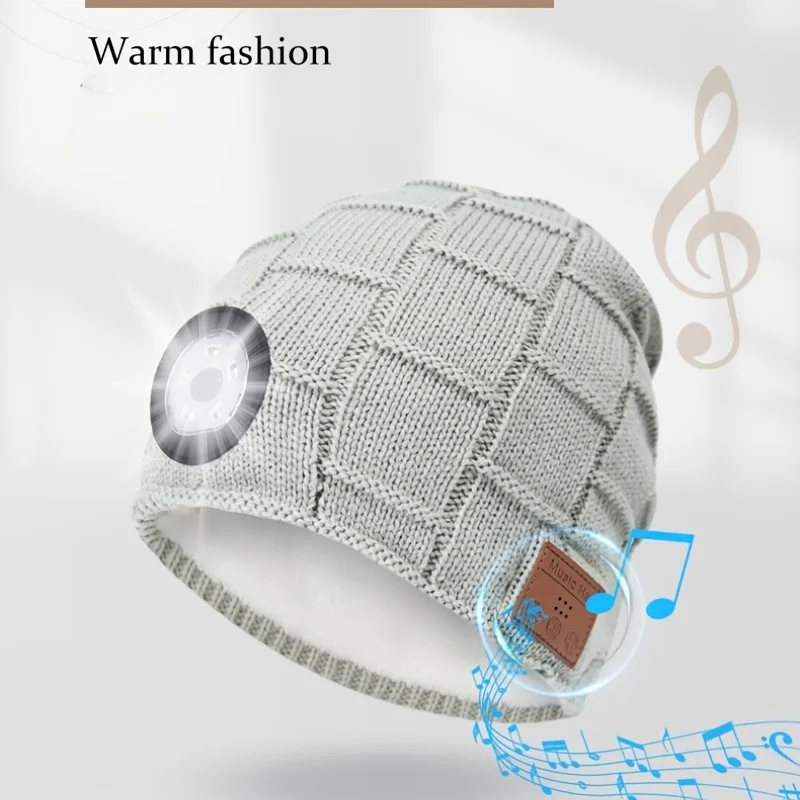 New Outdoor Sports LED Lighting Music Knitted Hat  Fleece Hat