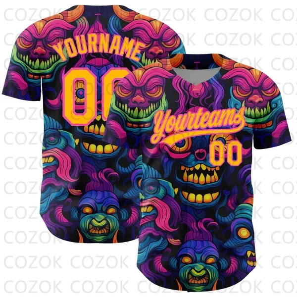 Custom Fancy Pattern Baseball Jersey Men and Women Shirt 3D Printed Shirt Team Shirts Hip Hop Unisex Tops