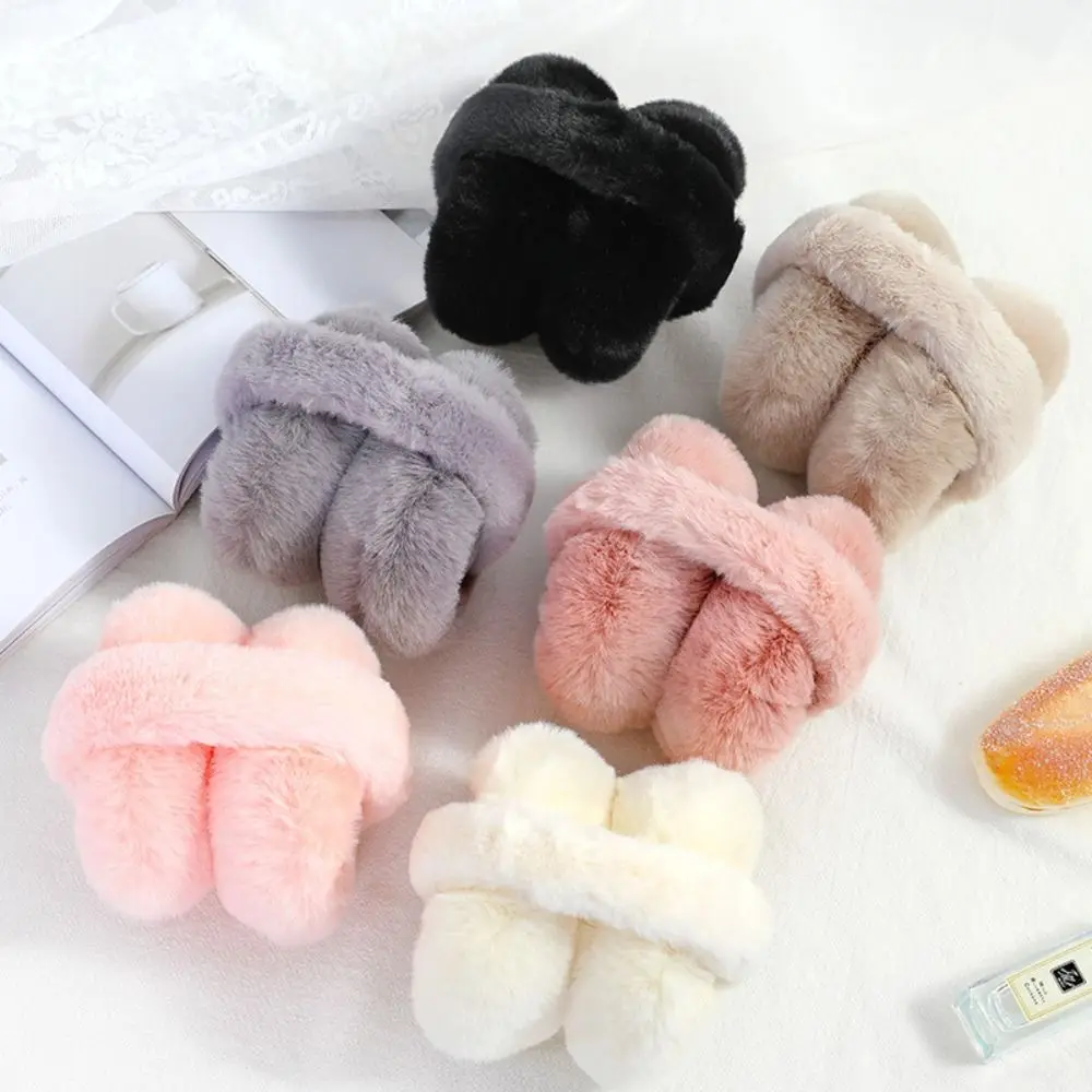 Moda Morbido Peluche Scaldino per le orecchie Protezione dal freddo all'aperto Tinta unita Inverno Caldo Paraorecchie Copertura per le orecchie Paraorecchie pieghevoli Donna