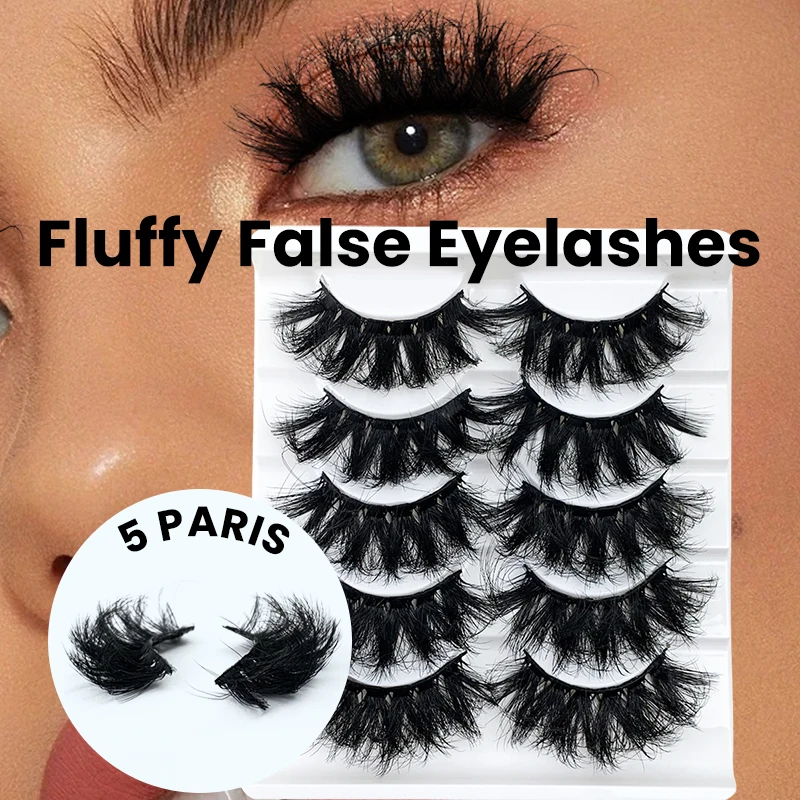 

Hinarin 5 Pairs Eyelashes Grafting Mink Fluffy Natural Long 20mm Volumized False Strip Lashes Bulk Wholesale Wispy Handmade Lash