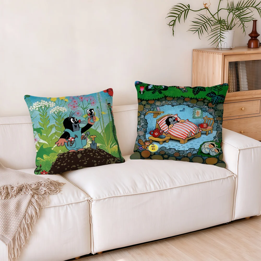 Cute The Little Mole art cushion cover Square Office Bedroom Headboard Sofa Living Room Backrest Cushions Sleeping Pillows
