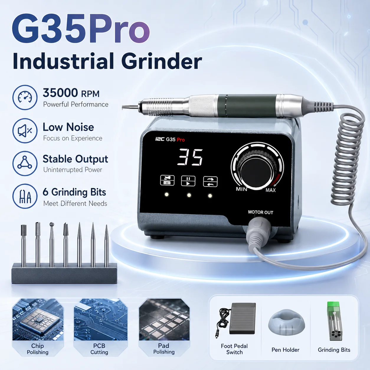 I2C G35 Anti-Shake Wireless Grinding Pen 35000 RPM Type-C Fast Charging Portable Polisher for iPhone Android PCB IC Repair Tools