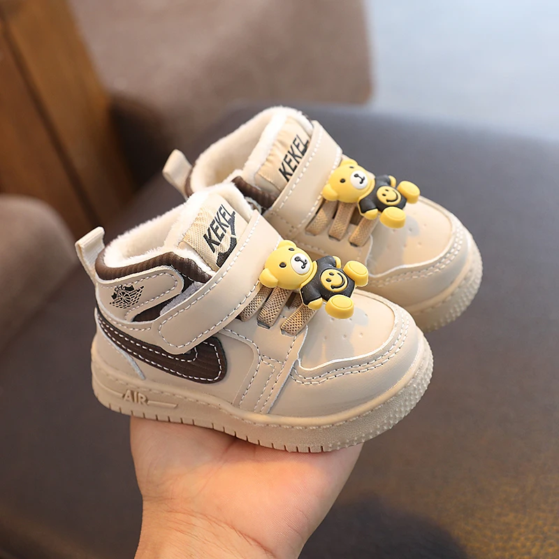 2024 Winter New Baby Cotton Shoes 0-2 Years Old 1 Soft-soled Non-slip Baby Toddler Shoes Warm Plus Velvet Men\'s and Women