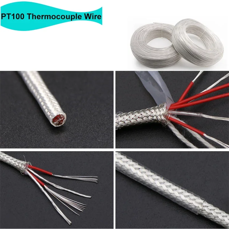 

1/5M PT100 Transparent PTFE Thermocouple Wire 2 3 4 6Cores Silver Plated Copper Shield Signal Line Compensation Cable