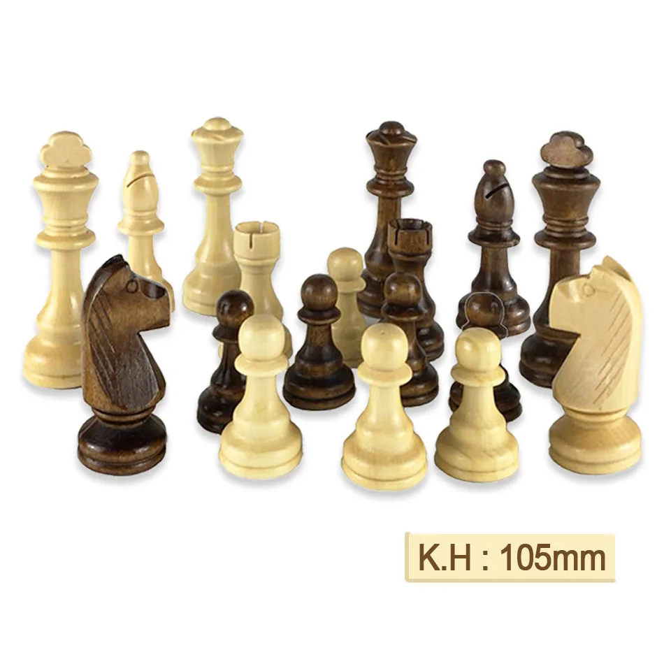 New Extra King Height 105mm Queen Height  Wooden Chess Pieces Chess Game High Quality Chess Set Standard Chessmen PU Chessboard