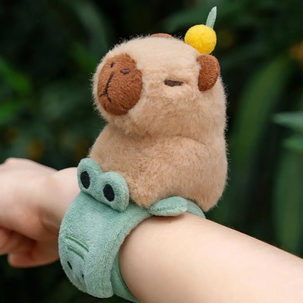 Cartoon Slap Bracelet Fun Wristband Cute Capybara Plush Bracelet Set Fun Design Wrap Wristbands for Kids Lightweight for Party