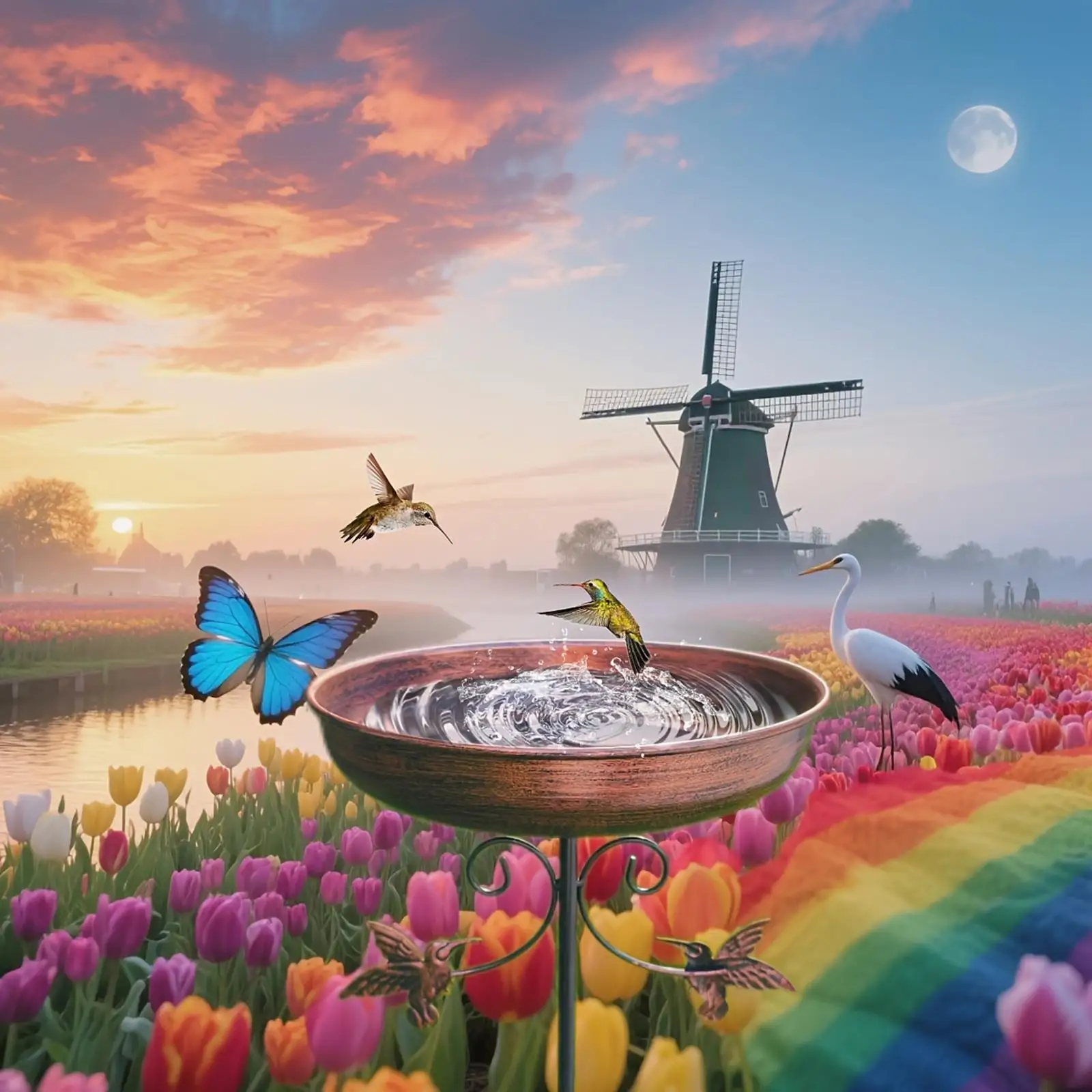 

Bird Feeder Tray Fence Water Bowl Attracting Birds Park Iron Bird Bath Bowl