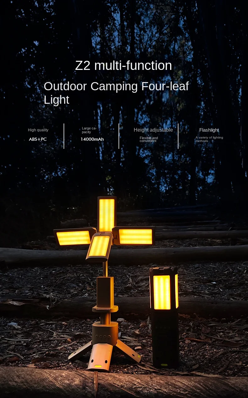 Portable Outdoor Rechargeable LED Camping Lantern 14000mAh with Magnetic Base, IPX5 Waterproof Telescopic Tent Light Power Bank