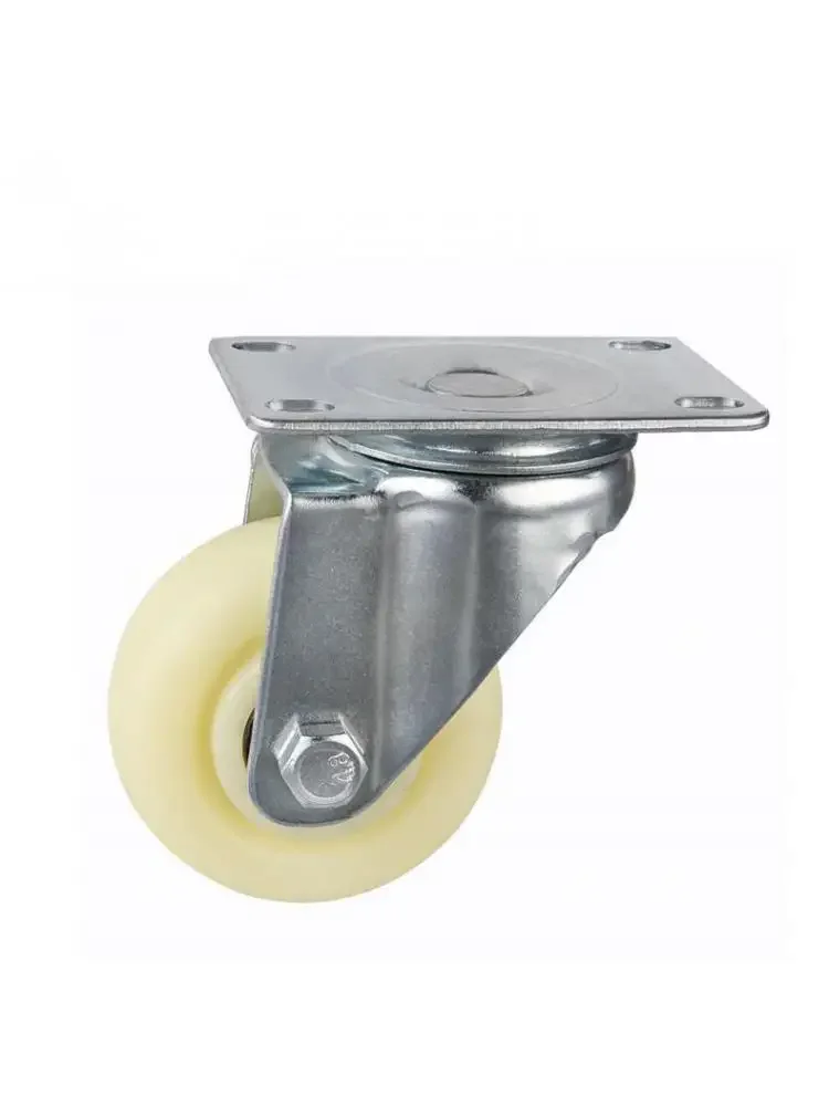 1 Pc Casters 3-inch Medium-sized White Nylon Caster Wear-resistant Machinery Wheel Flat Trolley Factory Direct