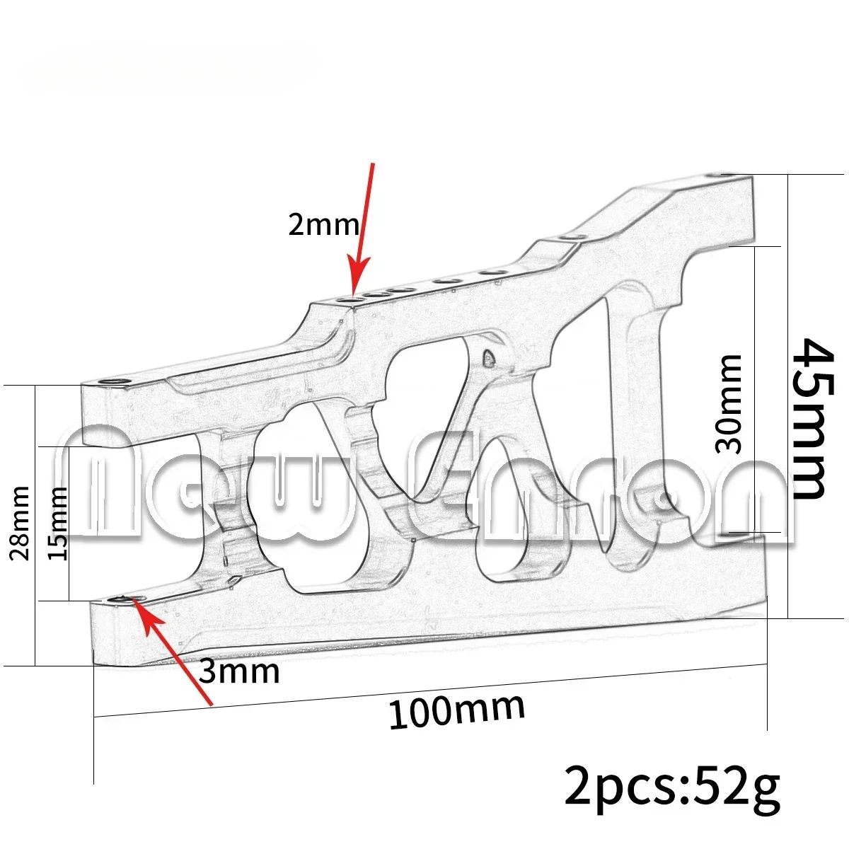 3655X 2 uds brazos de suspensión inferiores de aluminio para RC Traxxas 1/10 Slash 4x4 Rustler Stampede XO-1 piezas de mejora