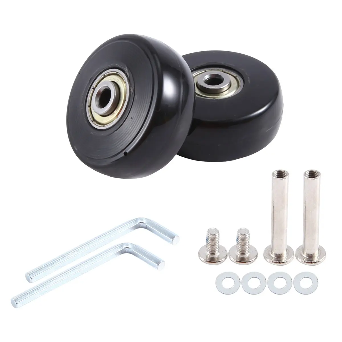 ABQR 50X22mm مجموعة من 2 عجلات بديلة لحقيبة الأمتعة، عجلات دوارة من البولي يوريثان، مجموعات إصلاح محامل من الفولاذ الكربوني #1