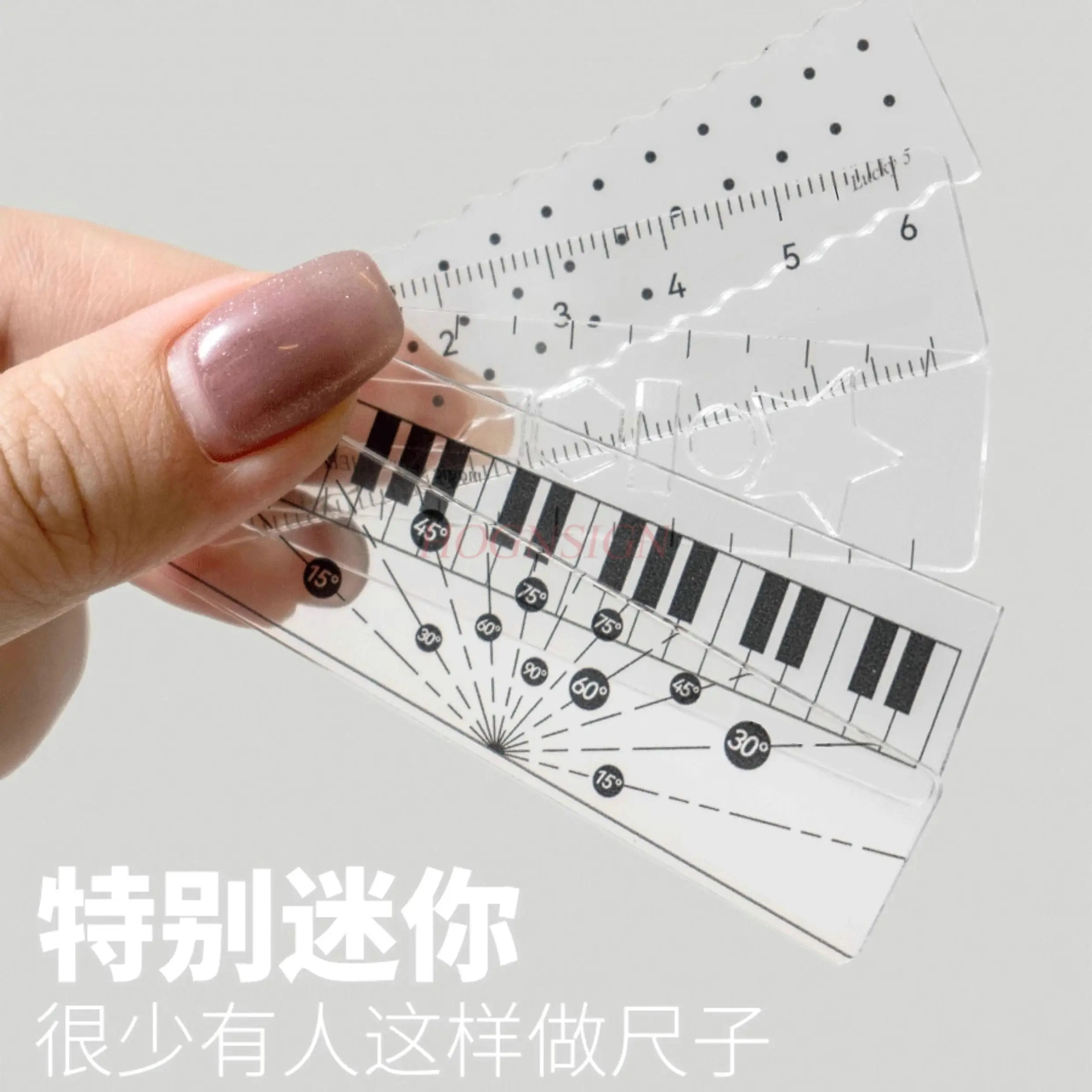 Regla de palma de 5 uds, cuaderno de color caramelo, mini escala, regla de onda transparente, regla recta