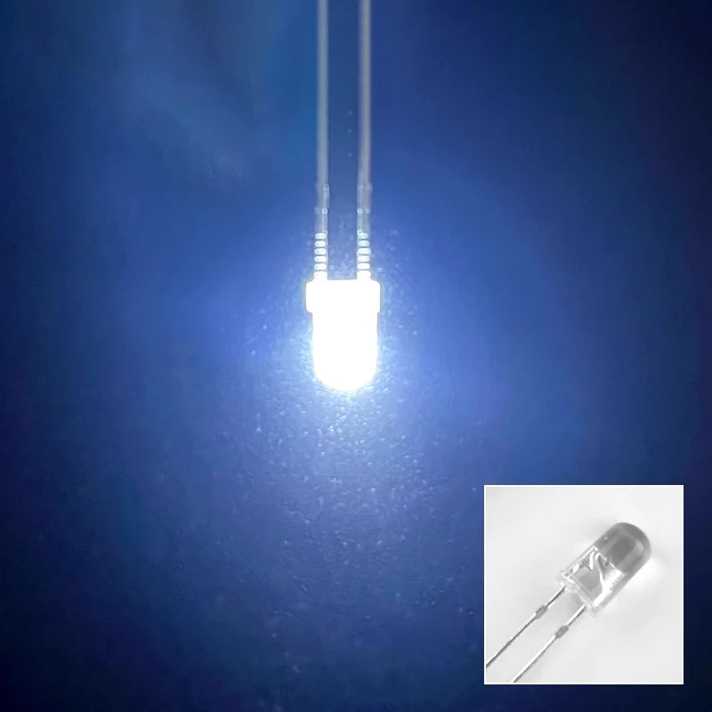 SNVI 50 Buah 3Mm Lampu LED Manik Rambut Putih Merah Putih Kuning Rambut Putih Biru Rambut Putih Ungu Rambut Putih Pelangi Kaki Pendek/Panjang