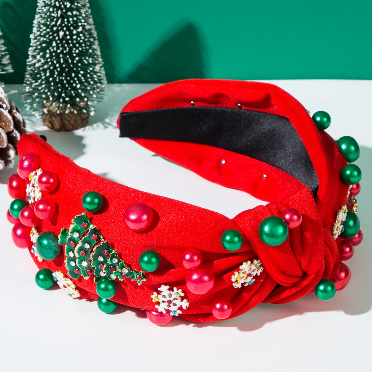 European and American Christmas Red and Green Hair Bands, Alloy Christmas Series Accessories, Fashionable Holiday Headbands