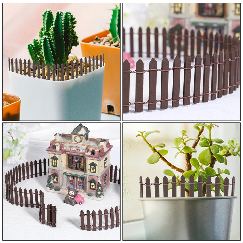 

2pcs Mini Fence for Garden Plant Pots Micro-landscape Ornaments Wood Decorative Christmas Toy Handmade DIY Model