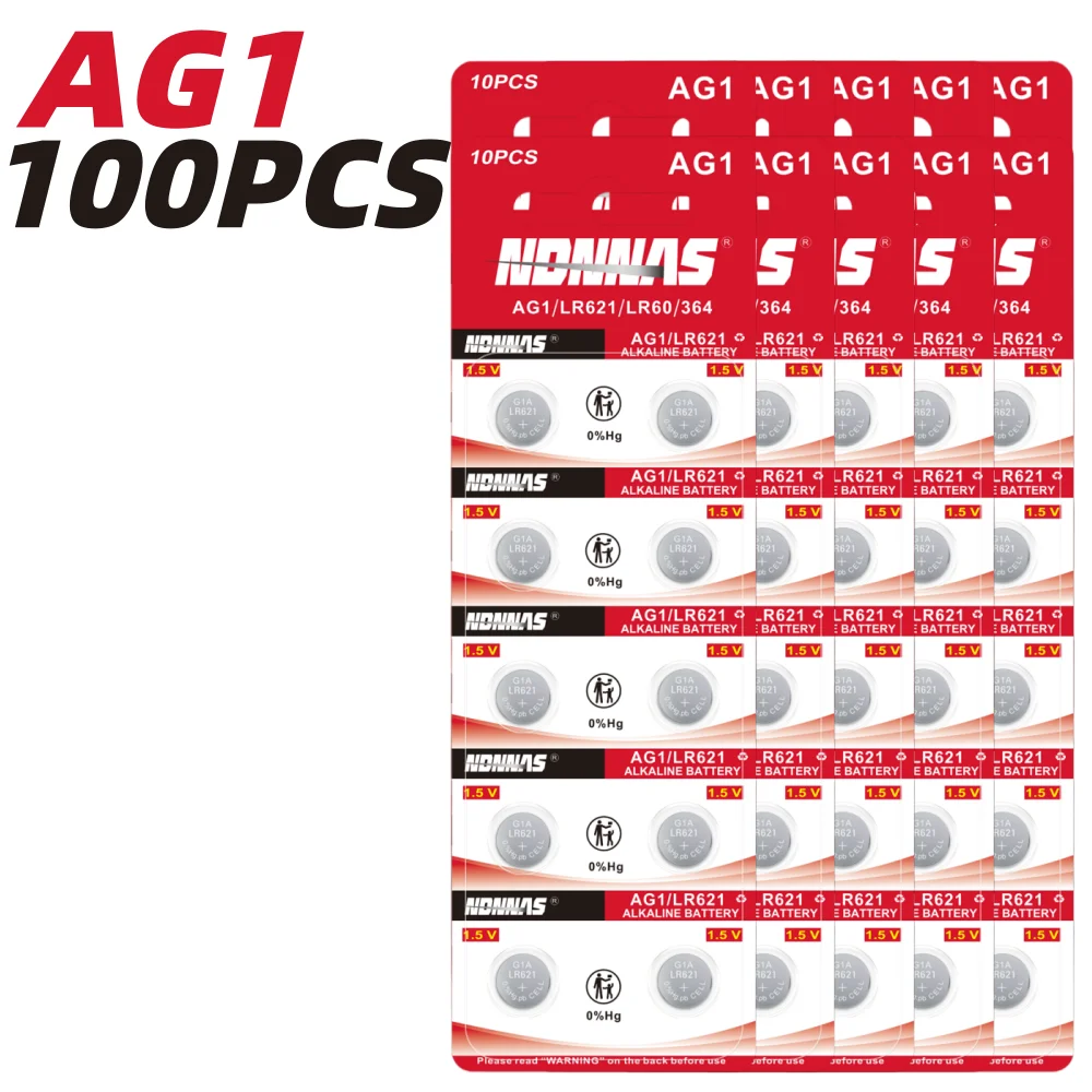 5-50Pcs AG1 13mAh LR621 SR621SW 1.5V Alkaline Coin Cell Button Battery For Watch Car Key Fob Remote Clock Mini Electronic Device