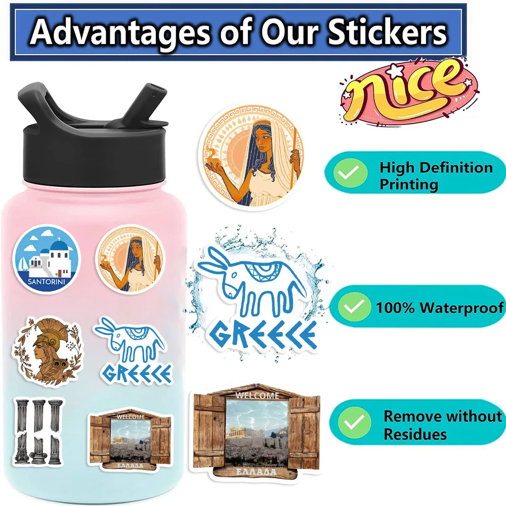 50pcs Greece City Travel Stickers World Famous Tourist Landscapes Decals DIY Scrapbook Luggage Phone Car Sticker Toy﻿