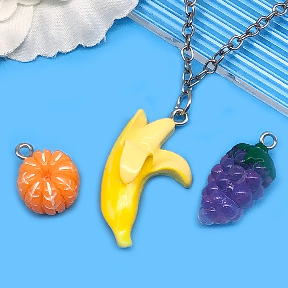 10/20PCS Fruit Resin Pendant Handmade DIY Material Keychain Bracelet Phone Case Hair Clip Pendant Accessories DIY Accessories
