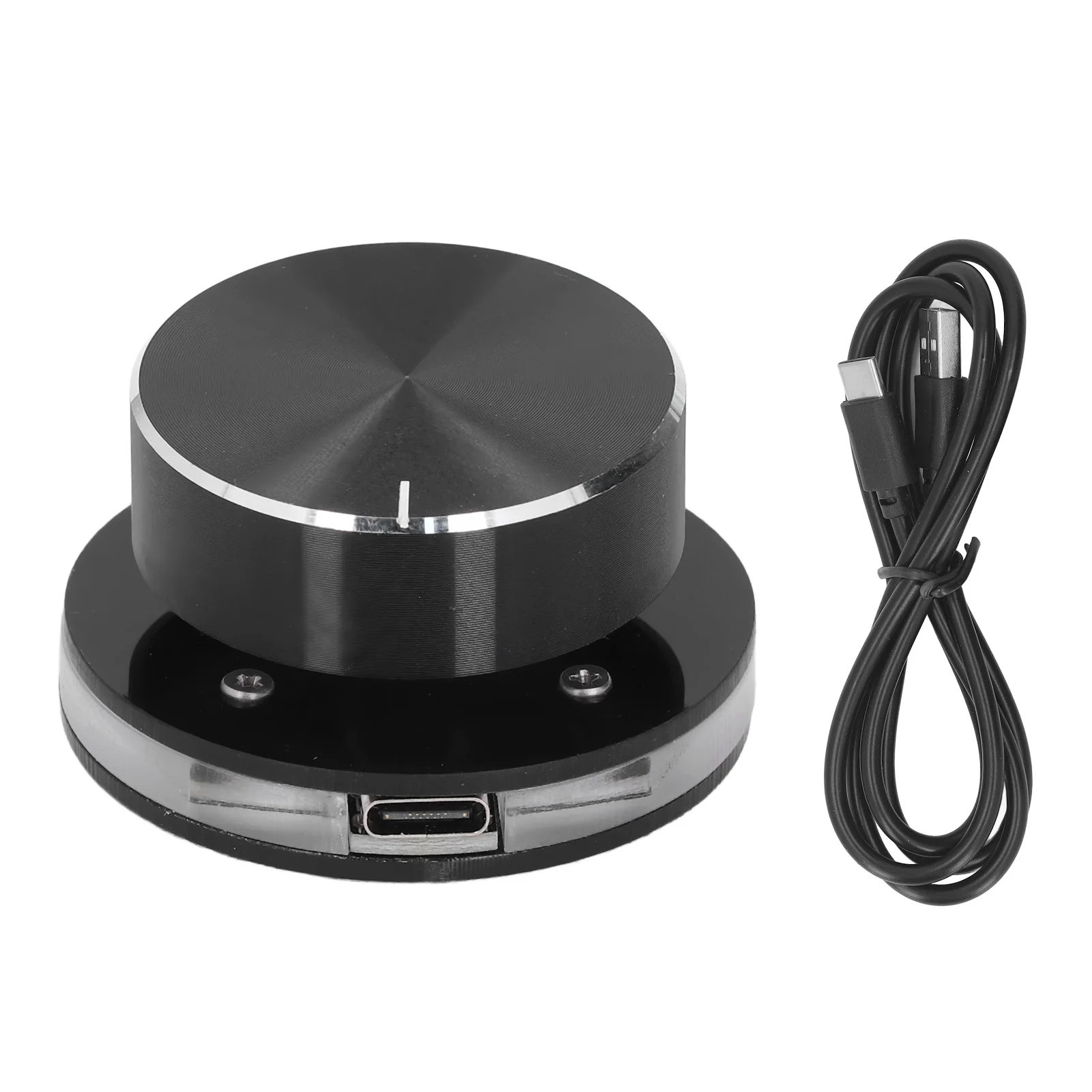 Perilla de control de volumen USB Plástico acrílico Tipo C Control de volumen USB Perilla de controlador multimedia Profesional con luz RGB para PC