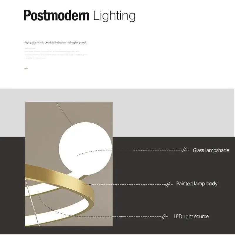 SANDYHA الذهبي حلقة مستديرة الفن قلادة LED مصباح لغرفة الطعام غرفة المعيشة غرفة نوم تركيبة إضاءة أنيقة تصميم الشمال