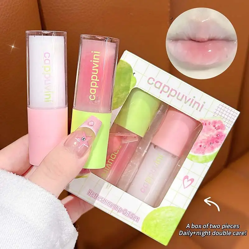 Guava-Juego de aceite de labios refrescante, hidratante profundo, brillo de labios, Reduce las líneas de los labios, productos para el cuidado de los labios de invierno