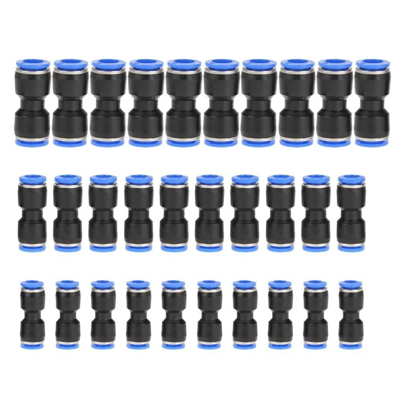 

30Pcs Air Line Fittings Push-To-Connect Fittings Straight Push Connectors Plastic Quick Release Connectors