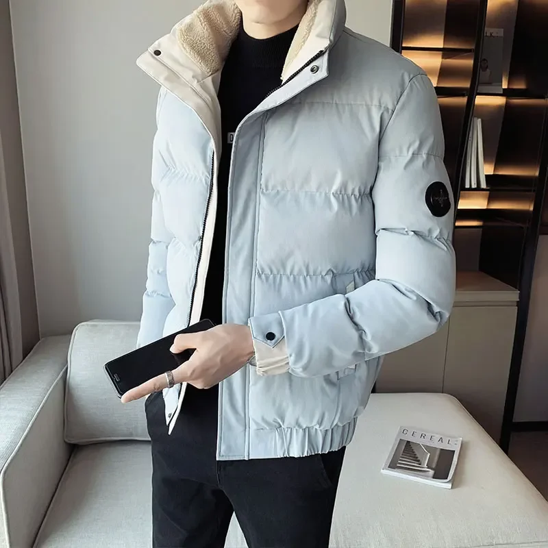

Parkas Streetwear Harajuku Warm Men's Winter Coat Solid Color Casual Parka Stand Collar Fashion Oversize Women's Winter Jacket