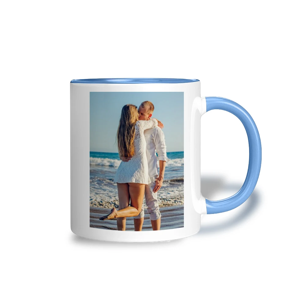 

[Customization] Creative Mug Logo Ceramic Mug Color Mug Printed Photo Text 1pc blue