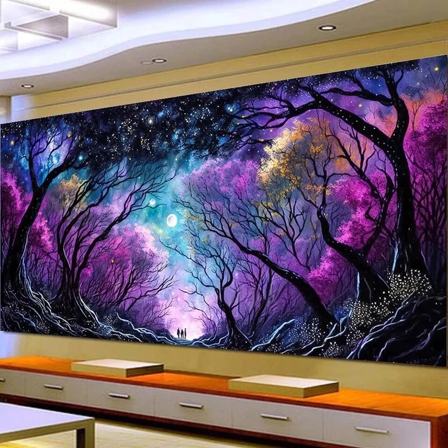 Fantasy Purple Forest Diamond Painting Large Size Landscape Full Mosaic Embroidery Kits Diy Rhinestone Picture Wall Decor