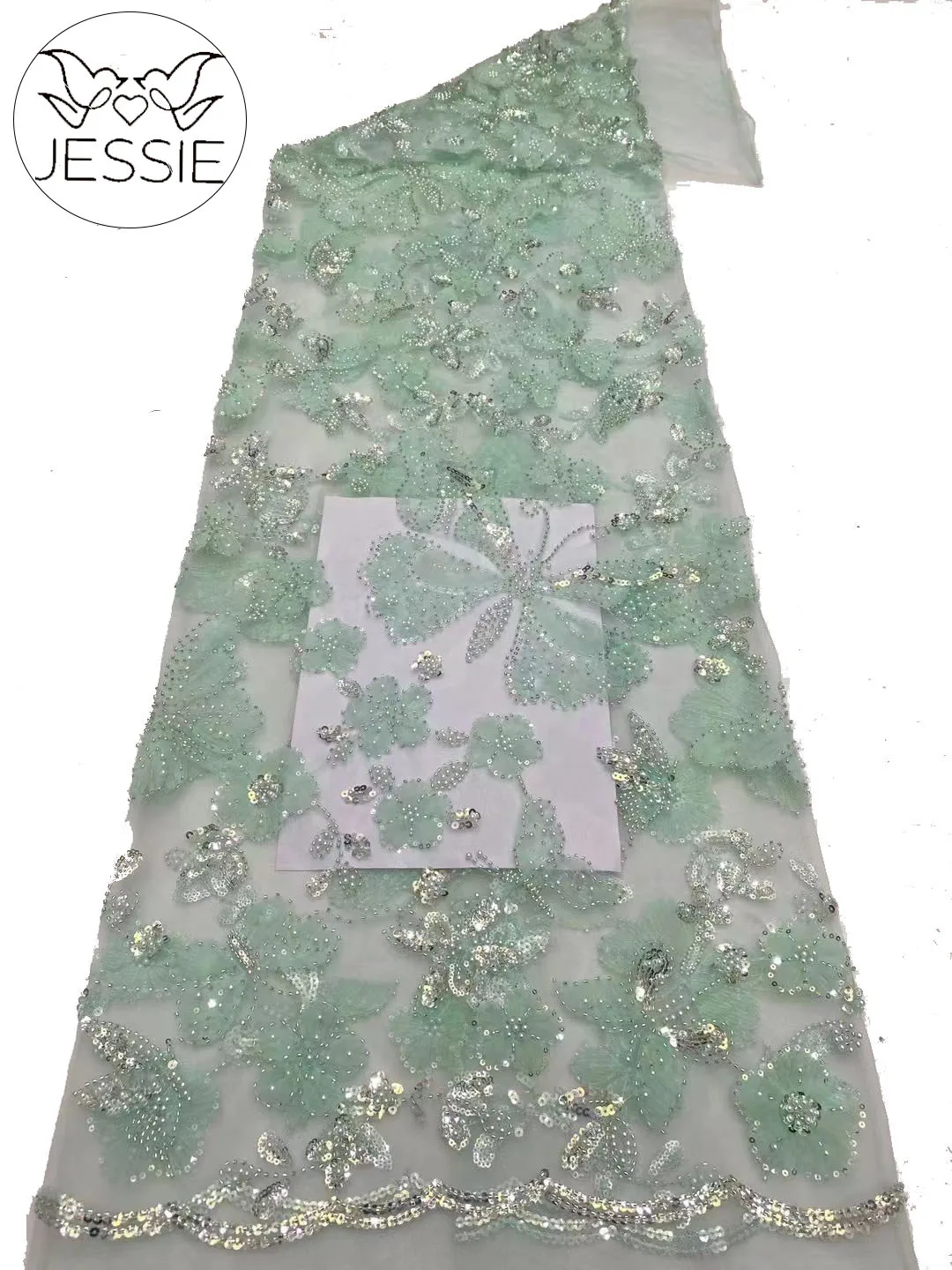 

2024 New Small Fresh Green Elegant Beautiful Butterfly 5yards Sequins Beads Tulle Wedding Evening Dresses Bridal Wear Dresses