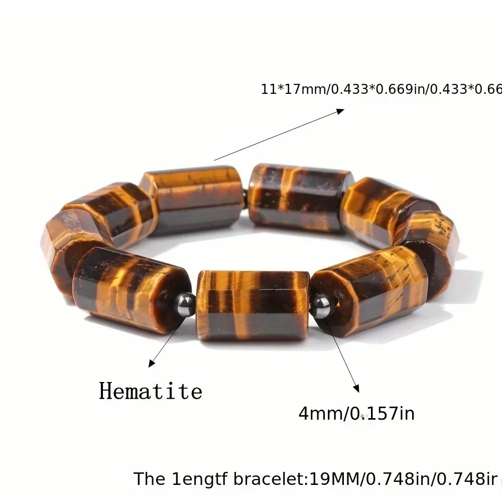 Pulsera piedra  ojo  tigre para hombres con cuentas  hematita - Pulsera  cuentas cilíndricas  poder, regalo elegante y fuerte