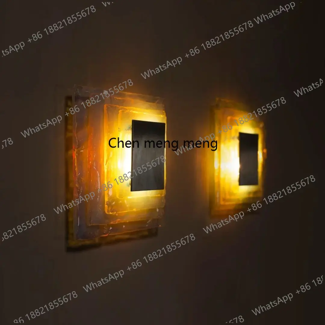 

Glass, wall lamp Bedroom bedside stairs Living room square wall lamp, new