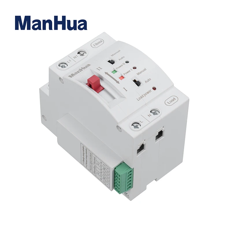 ManHua-Commutateur de transfert automatique pour usage domestique, 2 pôles, mini alimentation pour touristes ATS domestiques, classe PC, 220V, 63A, 2 P AC