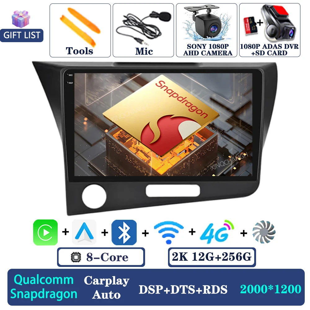 Android 15 Autoradio Voor Honda CRZ CR-Z 2010-2016 QLED Multimedia Stereo Video Player 4G LTE 5G WIFI 2DIN BT Carplay Auto GPS