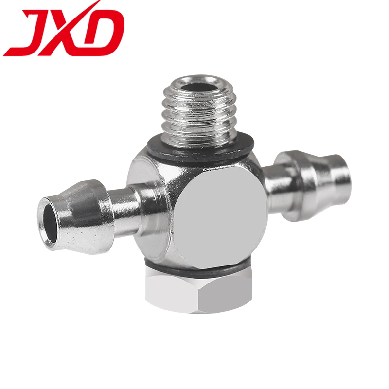 JXD M-3ATHU-4 M-5ATHU-4 M-5ATHU-6 M5 Thread Straight Tee Air Pipe Joint Metal SMC Pneumatic Parts Connector Fittings