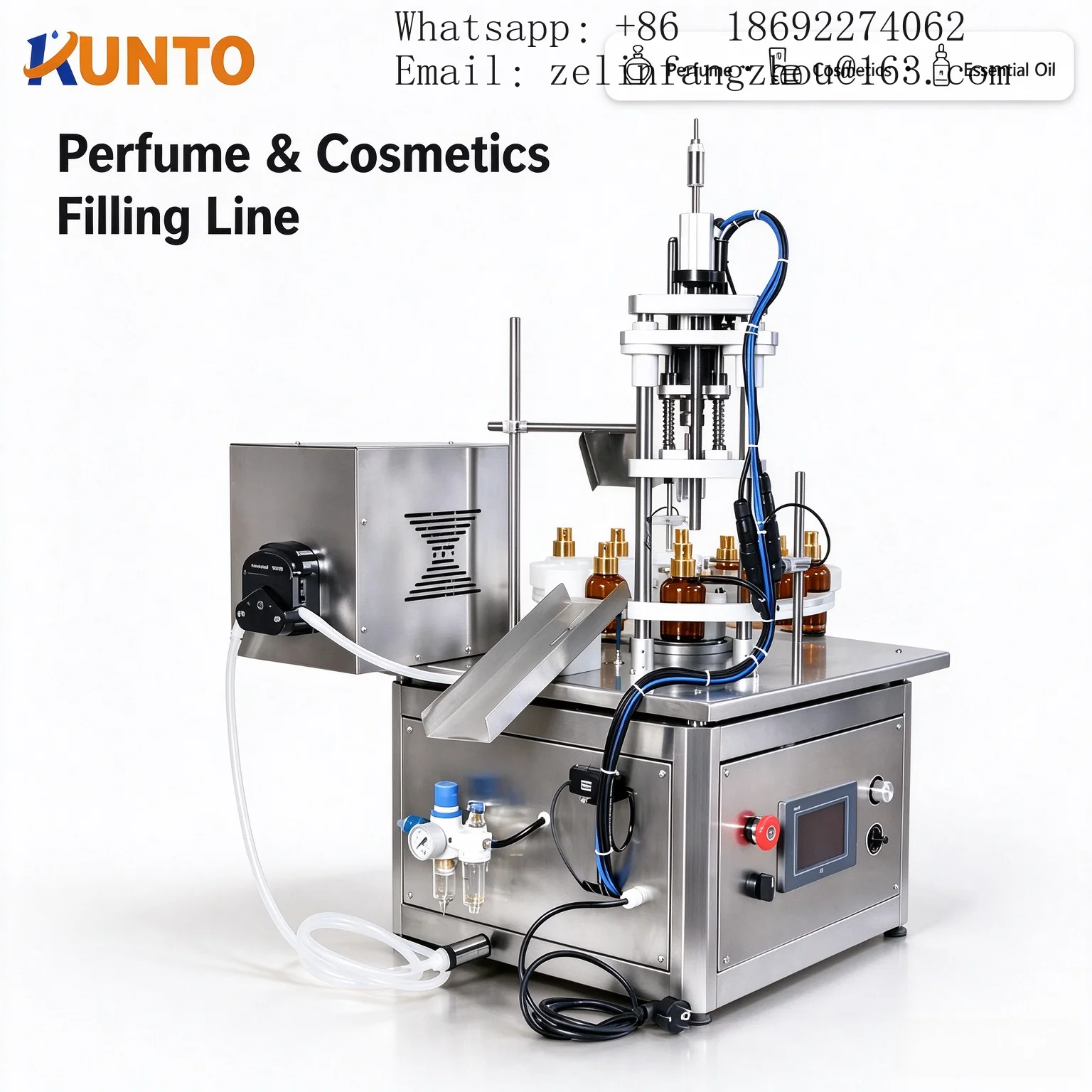 CE Certified Peristaltic Pump Filling Capping Machine 500W Desktop Single Nozzle for Perfume Essential Oil Bottles Pro