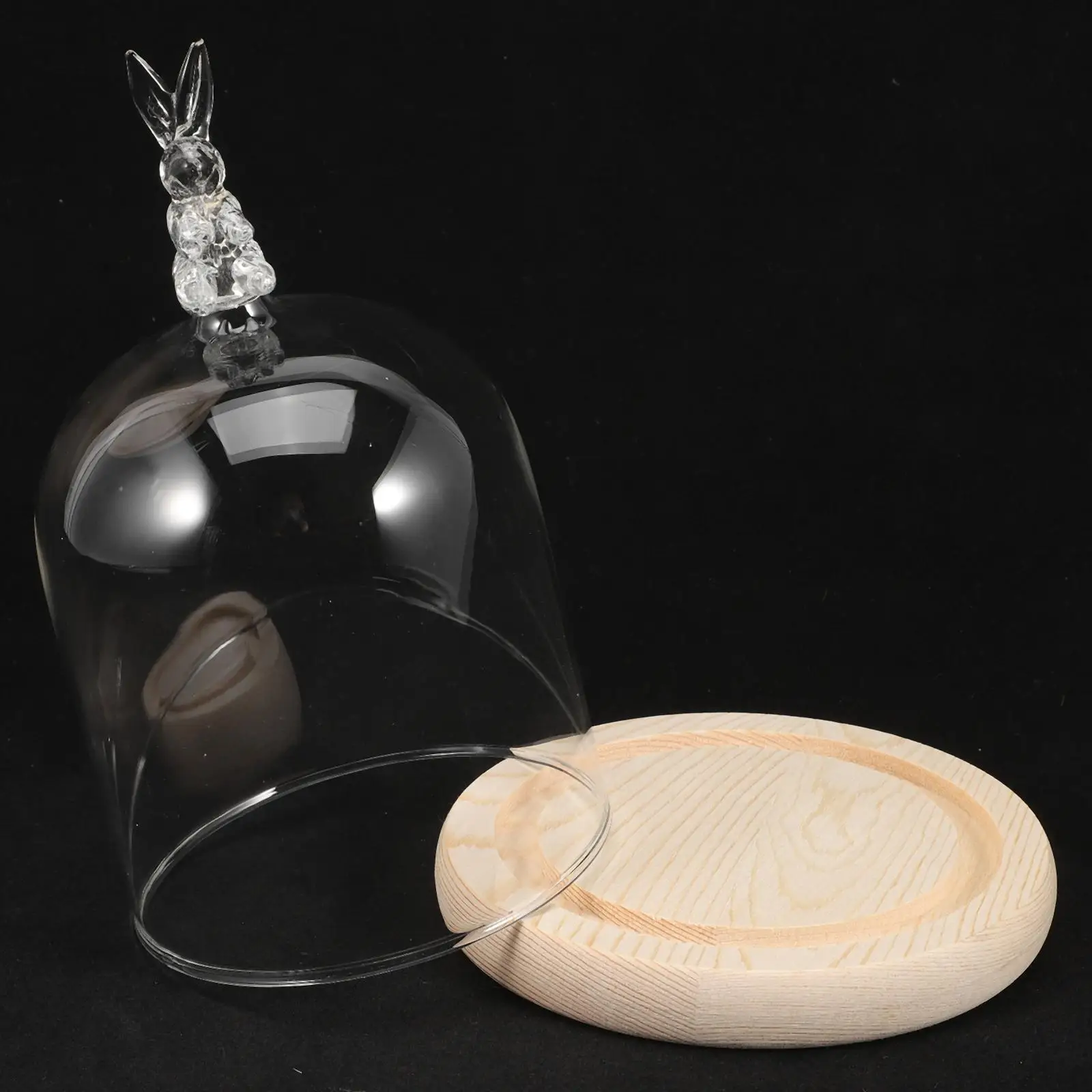 

Cake Pan with Lid Rabbit Glass Dome Stand Cover Display Plate Mini for Food Easter Party Supply