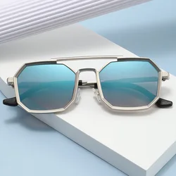 New Large Frame Polygon Sunglasses Women's Luxury Brand Designer Sun Glasses Men's Vintage Metal Eyewear UV400 Oculos De Sol