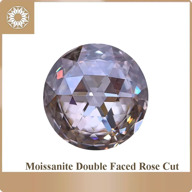 

Moissanite Champagne Color Round Shape Double Faced Rose Cut Charms Beads for DIY Jewelry Making Materials with GRA Certificate