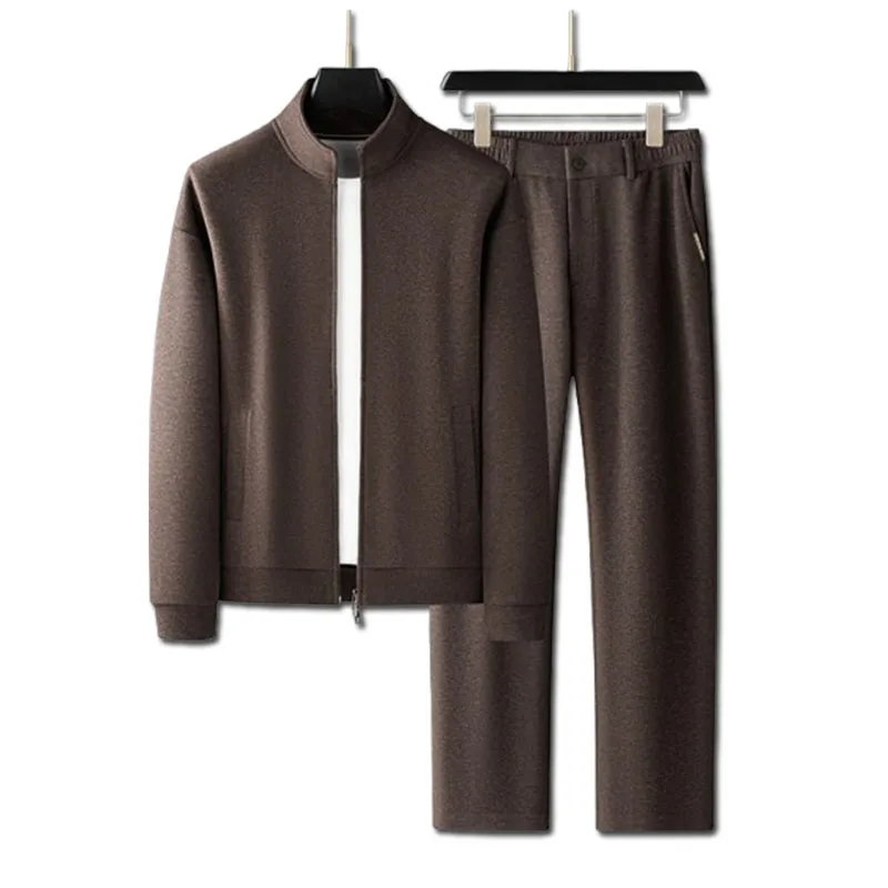 بدلة رياضية كاجوال فضفاضة ناعمة وصديقة للبشرة للخريف والشتاء سميكة ومصقولة في منتصف العمر للرجال #1
