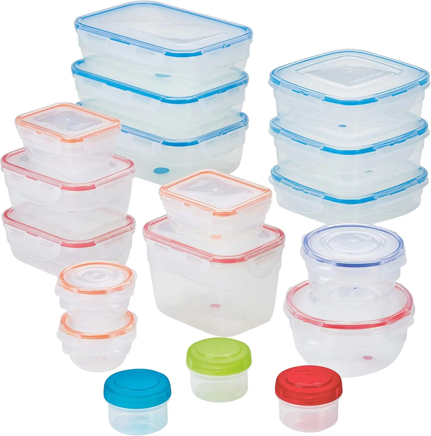 

Easy Essentials Color Mates Food Storage lids/Airtight containers, BPA Free, 36 Piece, Clear