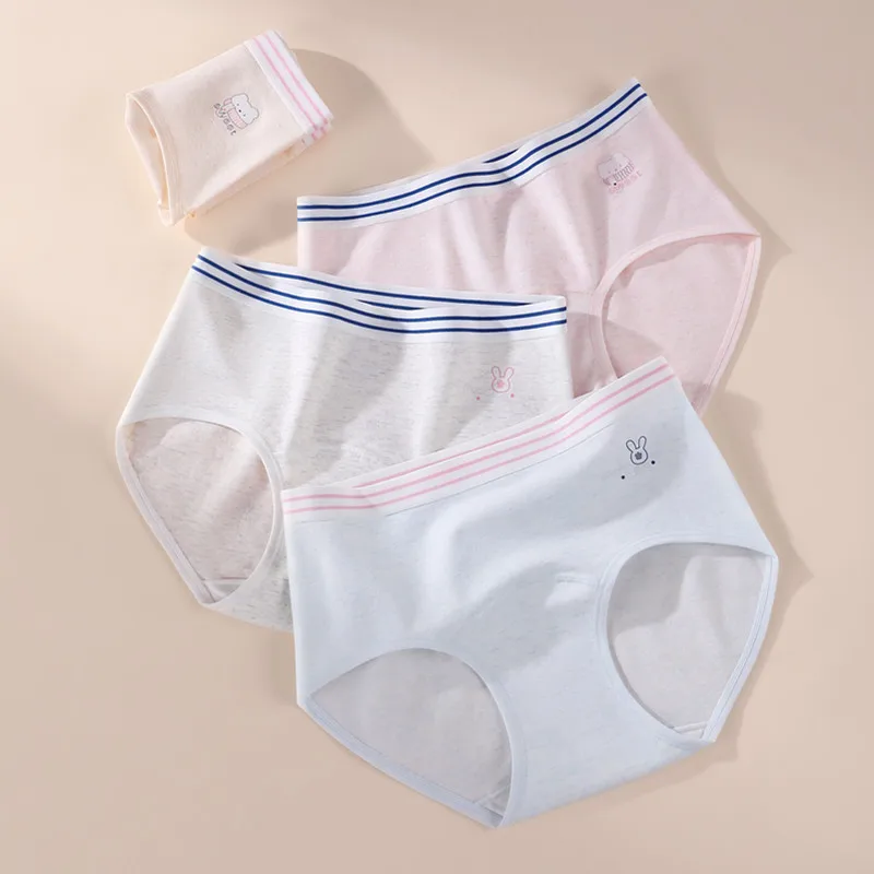 4 SZTUKI Bawełnianej Bielizny Damskiej, Seksowne, Oddychające Majtki, Wygodne Figi, Miękkie Majtki Damskie ze Średnim Stanem, Bielizna Dziewczęca, Wysokie Stanowe Figi