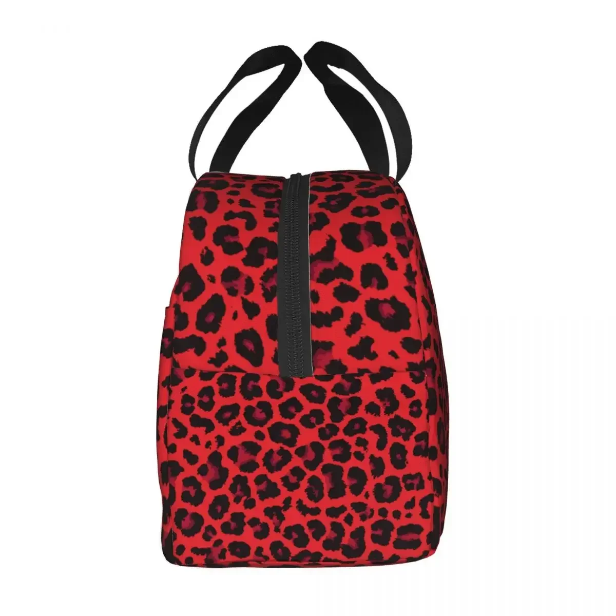 Saco de almoço para homens mulheres leopardo impresso vermelho sacos térmicos portátil piquenique escola lona tote sacos de armazenamento de alimentos