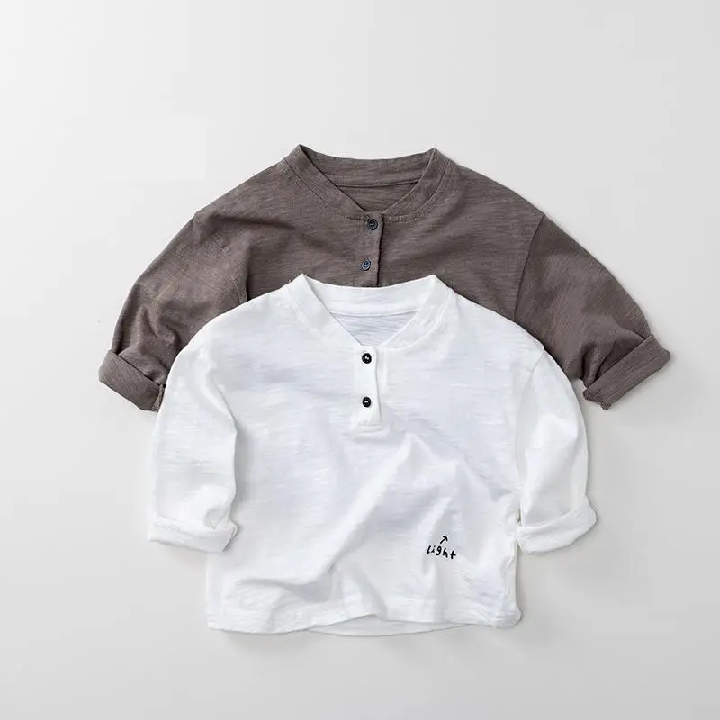 

2025 Autumn New Children Long Sleeve T Shirts Boys Casual Tee Letter Print Kids Girls Cotton Soft Tops Baby Bottoming Shirts
