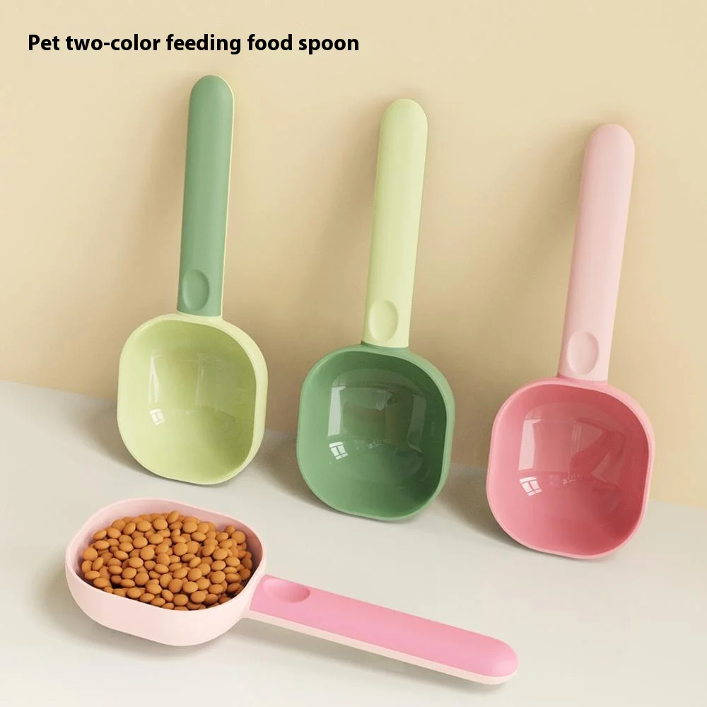 

2 Pieces Long Handle Pet Food Scoop - Lightweight Durable Plastic Spoon for Dog & Cat Food, Essential Feeding Tool