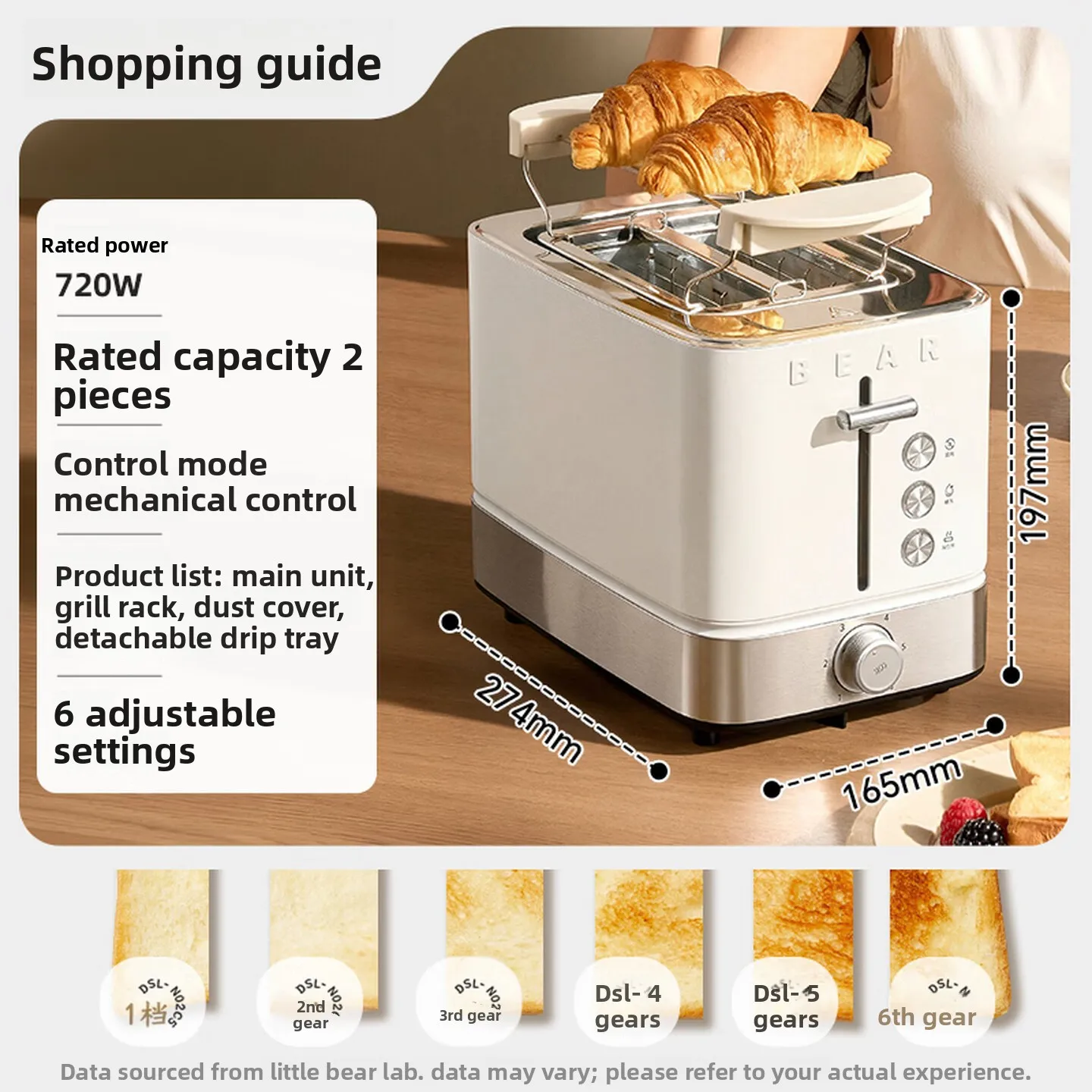 2 Slice Toaster Wide Slot 6 Browning Levels Defrost Crumb Tray Bread Toaster for Home Kitchen Breakfast Daily Family Use 토스터