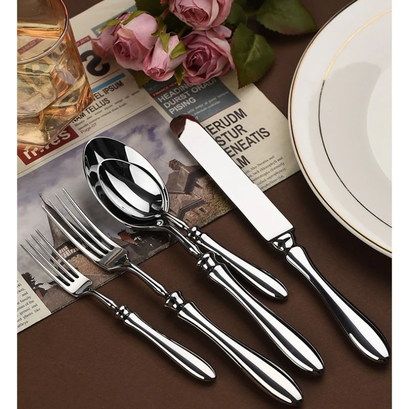 

Набор столовых приборов из 5 предметов: ножи и вилки из нержавеющей стали 304 с ручками в форме тыквы. Элитная посуда для стейк-хаусов, западных ресторанов и отелей.