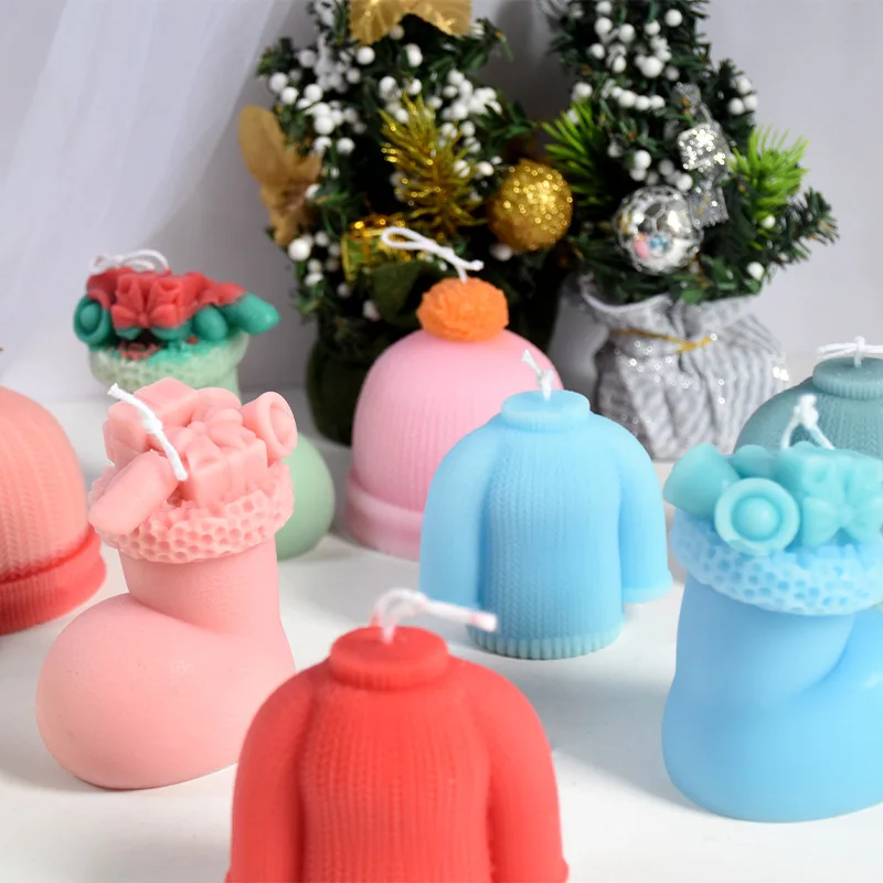 

Ins Style Christmas Series Scented Candle Silicone Mold DIY Christmas Boots Sweater Hat Abrasive Tool Candle Making Supplies