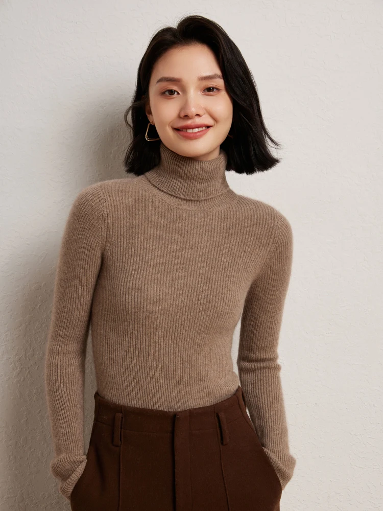 TLOML Autumn Winter Basic Long Sleeve Women 100% Cashmere Sweater Turtleneck Pullover Cashmere Sweater Thick Warm Knitwear Tops