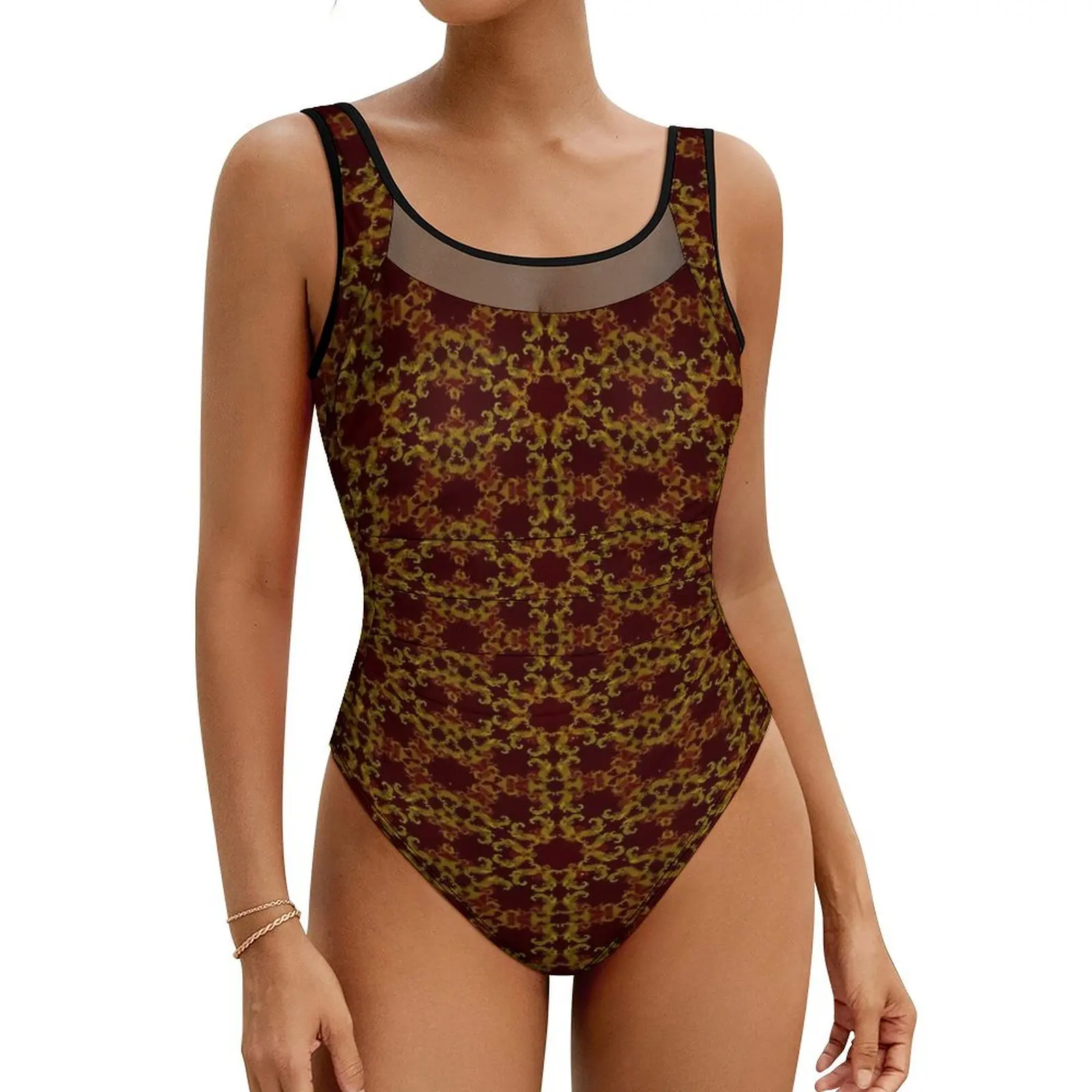 

Baroque Swimsuit Sexy Vintage Print Women Swimwear One-Piece Modern Swimsuits Beach Push Up Backless Monokini